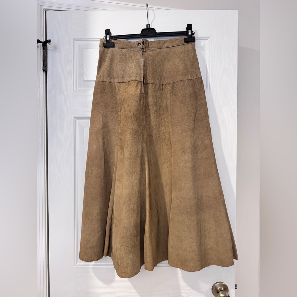 Vintage Ann Taylor Tan Suede Skirt Flared Suede Skirt